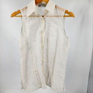 Kathy Heyndels Italy sheer sleeveless button up viscose top M